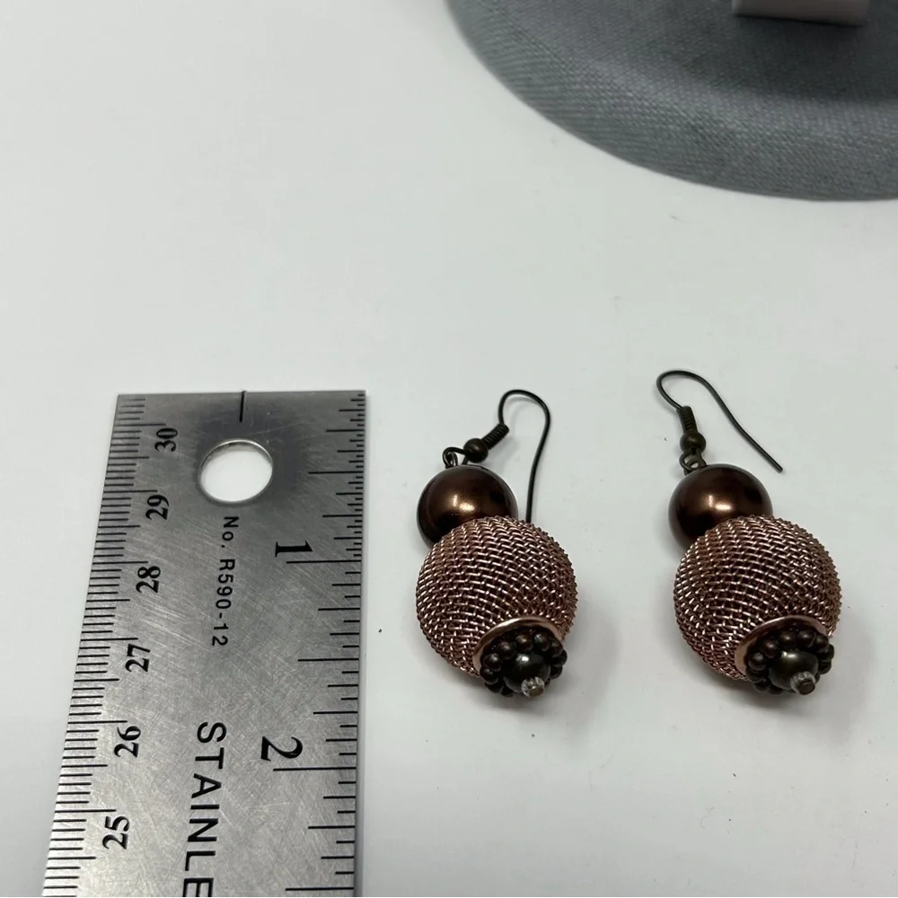 Brown Brass Lantern Globe Inspired Dangle Earrings